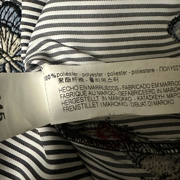 Zara Basic Embroidered Butterfly Off The Shoulder Striped Cropped Blouse Size S - Picture 13 of 13